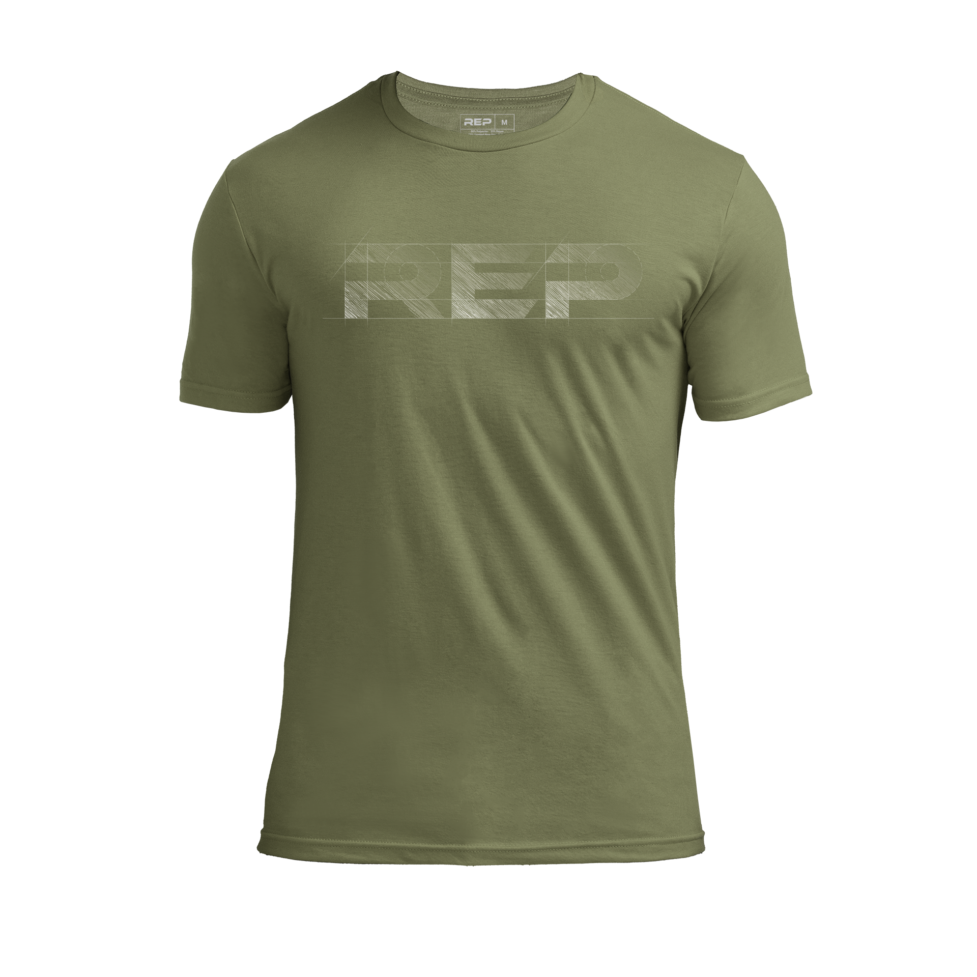 Men's Blueprint Tri-Blend Crew T-shirt - Heather Olive/White / X-SMALL